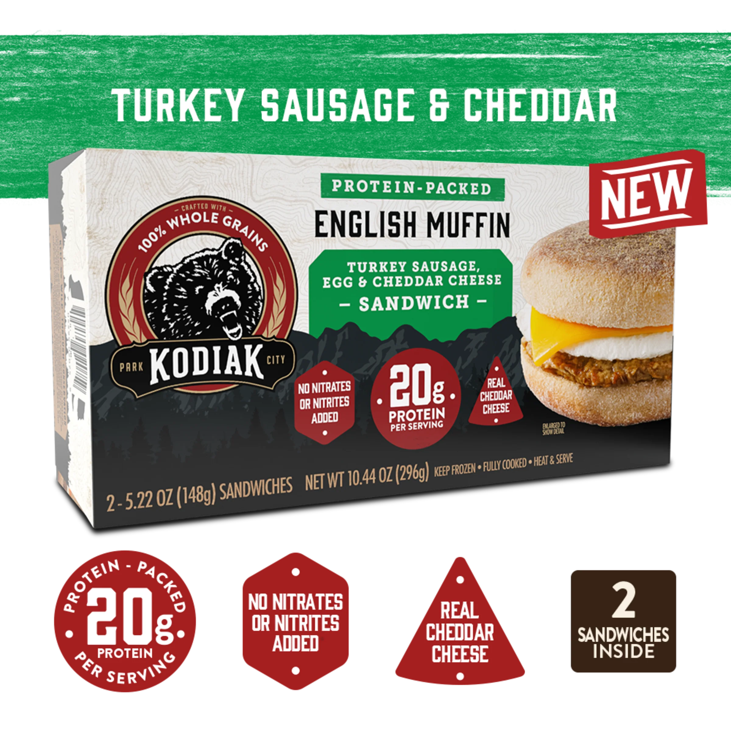 English Muffin Turkey Sausage & Cheddar Breakfast Sandwich - Image 2