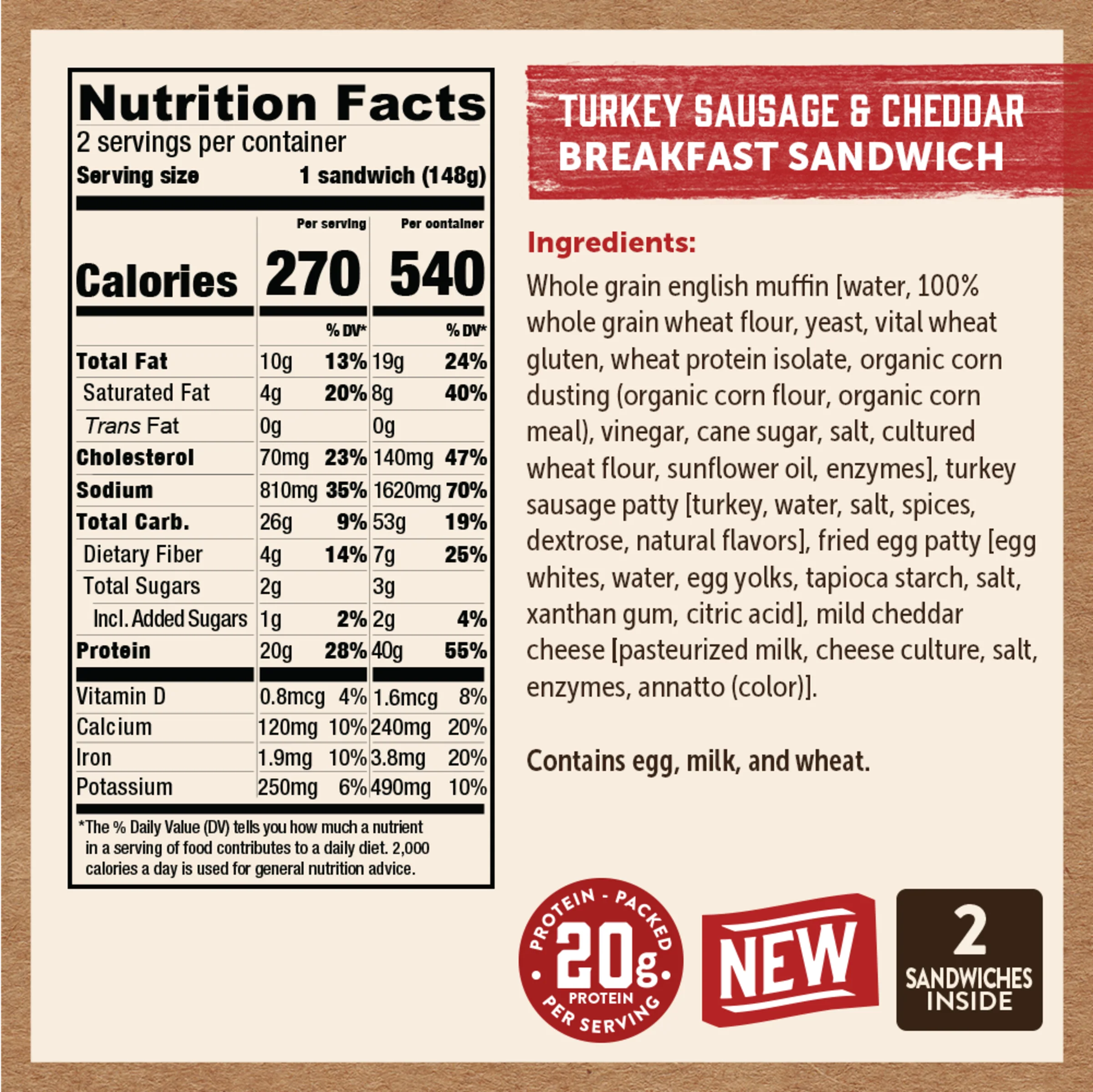 English Muffin Turkey Sausage & Cheddar Breakfast Sandwich - Image 5