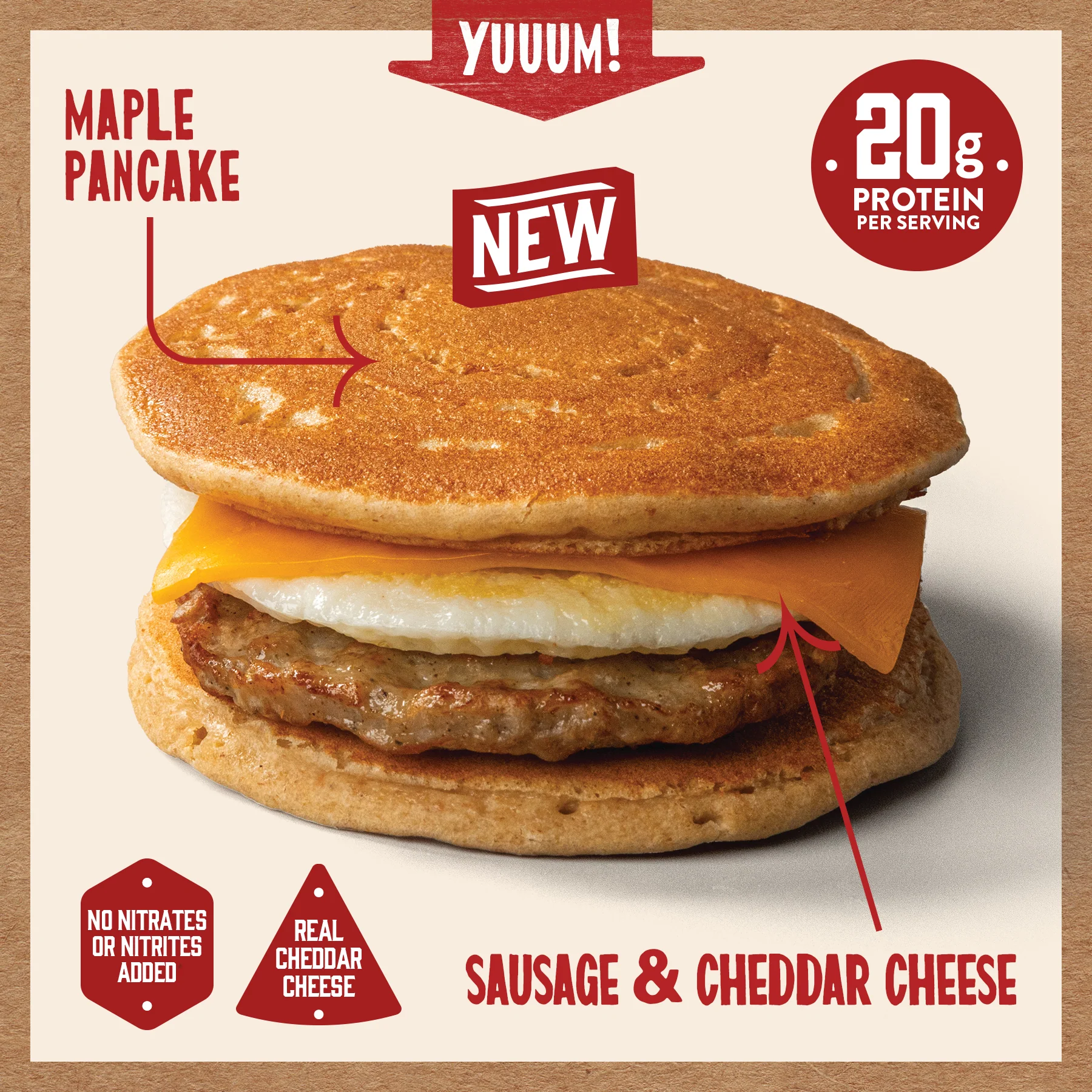 Sausage & Cheddar Cheese Breakfast Sandwich - Image 3