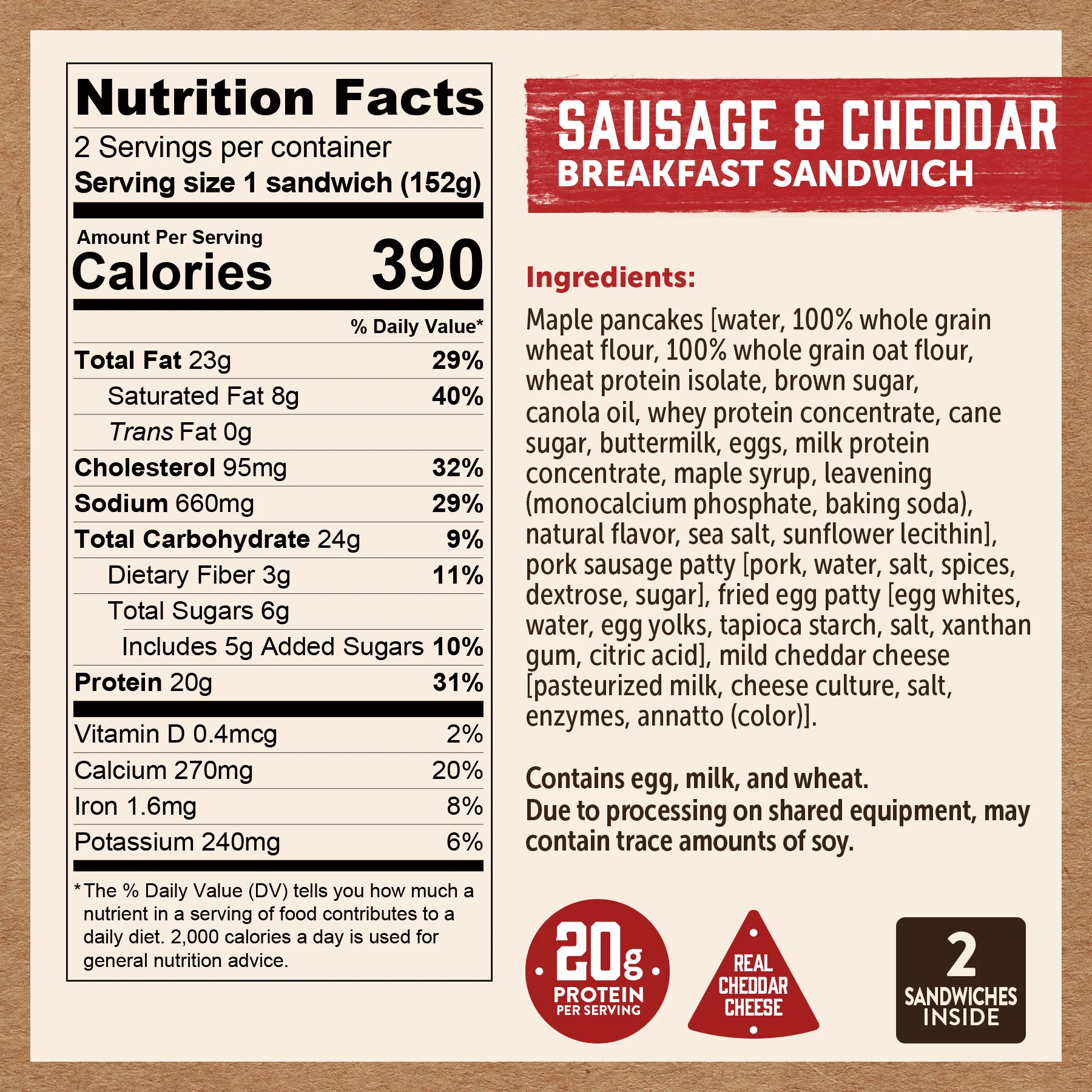 Sausage & Cheddar Cheese Breakfast Sandwich - Image 5